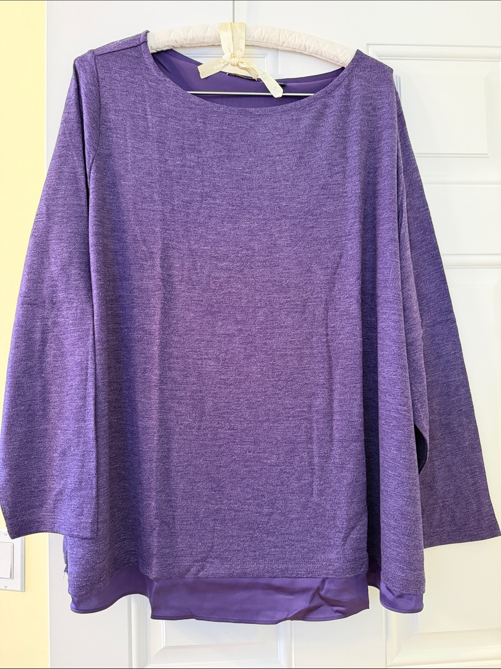 Lands' End Heathered Purple Layered Long-Sleeve Split Back Top